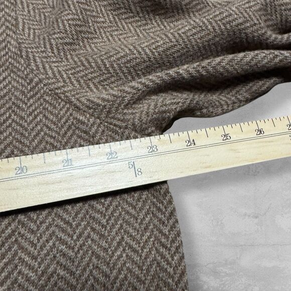 Eddie Bauer Sweater Men’s L Brown Herringbone Cotton Cashmere V Neck Pullover - Picture 4 of 7